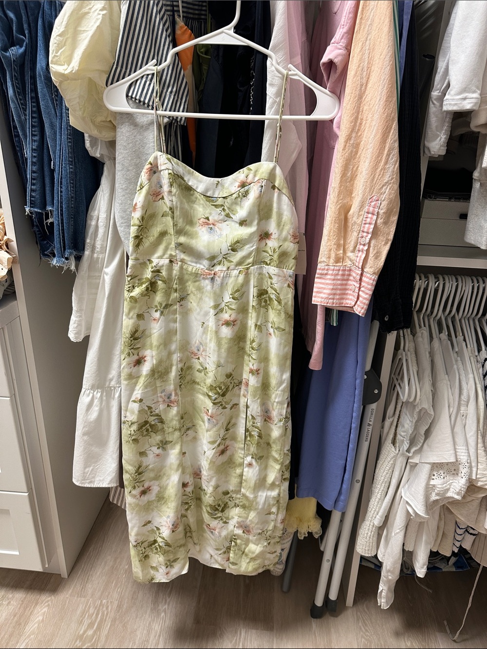Light Green Floral Slip Dress